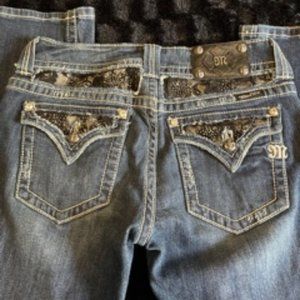Miss Me Bootcut Jeans with Black Lace and Crystal Detail